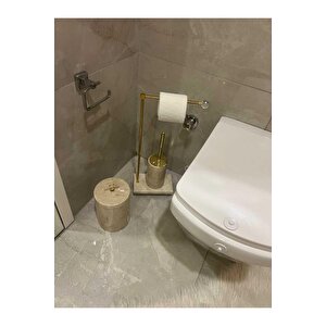 Doğal Bej Mermer Banyo Seti 3lü