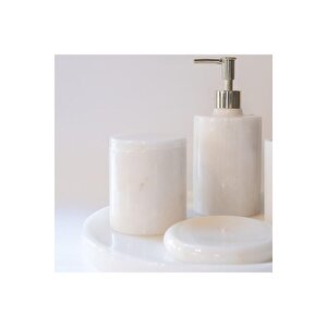 White - Doğal Beyaz Mermer 5li Banyo Seti