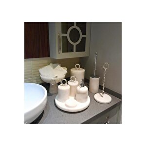 Crystal Silver Rings Doğal Beyaz Mermer Banyo Seti 9 Lu Beyaz Kase Mermer Havluluk