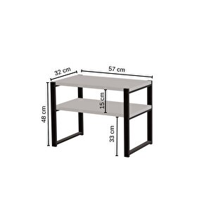 2 Katlı Çok Amaçlı Metal Ayaklı Raf – Mutfak, Banyo, Çamaşır Odası Düzenleyici, Ayarlanabilir Kullanım, 57x32x48 Cm