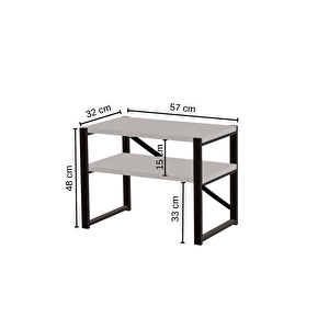 2 Katlı Çok Amaçlı Metal Ayaklı Raf – Mutfak, Banyo, Çamaşır Odası Düzenleyici, Ayarlanabilir Kullanım, 57x32x48 Cm