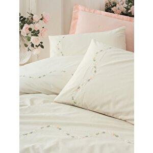 Cotton Box Nakışlı Ranforce Çift Kişilik Nevresim Takımı Orya Somon