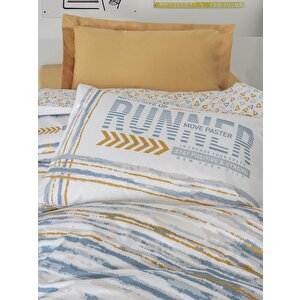 Cotton Box Genç Odası Tek Kişilik Lastikli Çarşaflı Nevresim Takımı Dashon Sarı