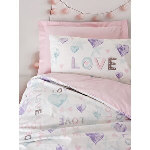 Cotton Box Genç Odası Tek Kişilik Lastikli Çarşaflı Nevresim Takımı Lovella Pembe