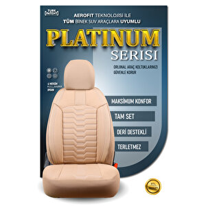 Volkswagen Vento Lüx Deri Detaylı Oto Koltuk Kılıfı Ön Arka Takım Platinum Bej Bej