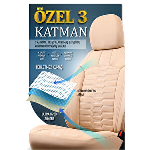 Volvo S60 2008-2010 Lüx Deri Detaylı Oto Koltuk Kılıfı Ön Arka Takım Platinum Bej