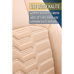Volvo S60 2008-2010 Lüx Deri Detaylı Oto Koltuk Kılıfı Ön Arka Takım Platinum Bej