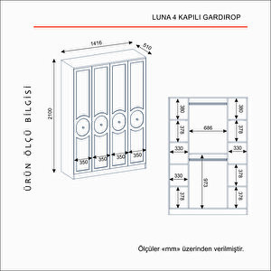 Luna 4 Kapakli Bazali Gardirop Tamami Mdf, Antrasit Antrasit