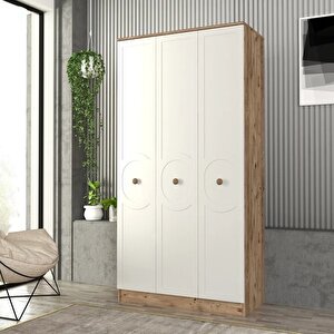 Luna 3 Kapakli Bazali Gardirop Tamami Mdf, Beyaz Beyaz