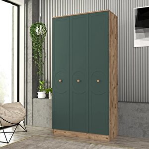 Luna 3 Kapakli Bazali Gardirop Tamami Mdf, Yeşil Yeşil