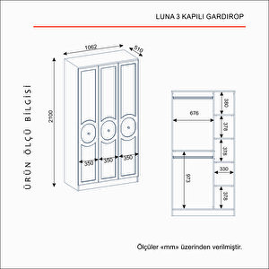 Luna 3 Kapakli Bazali Gardirop Tamami Mdf, Antrasit Antrasit