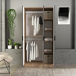 Venüs 3 Kapakli Bazali Gardirop Tamami Mdf, Antrasit Antrasit