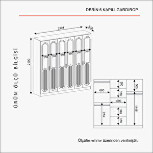 Deri̇n 6 Kapakli Bazali Gardirop Tamami Mdf, Yeşil Yeşil