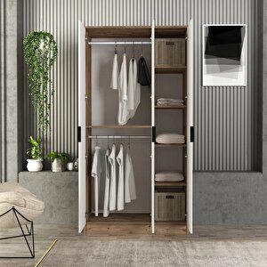 Venüs 3 Kapakli Bazali Gardirop Tamami Mdf, Beyaz Beyaz