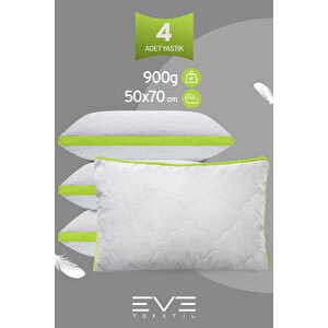 4 Adet Yeşil Serisi Kılıflı Fermuarlı Klimali Antialerjik Silikon Nano Elyaf Yastık 50x70cm
