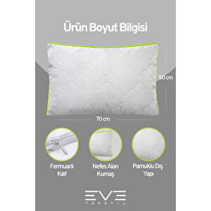 4 Adet Yeşil Serisi Kılıflı Fermuarlı Klimali Antialerjik Silikon Nano Elyaf Yastık 50x70cm