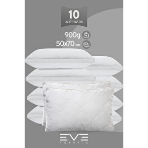 10 Adet Klimax Beyaz Serisi Kılıflı Fermuarlı Klimali Antialerjik Silikon Nano Elyaf Yastık 50x70cm