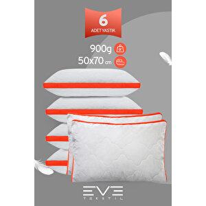 6 Adet Klimax Turuncu Serisi Kılıflı Fermuarlı Klimali Antialerjik Silikon Nano Elyaf Yastık 50x70cm