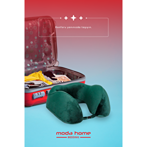Moda Home Bedding Visco Ortopedik Seyahat Yastığı-visco Yastık,çıkarılabilir Kılıf, Lüks Seyahat Yastığı Yeşil