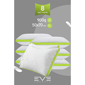 8 Adet Yeşil Serisi Kılıflı Fermuarlı Klimali Antialerjik Silikon Nano Elyaf Yastık 50x70cm