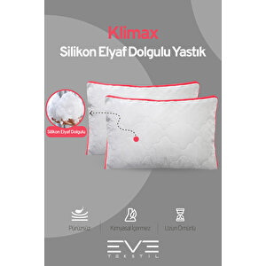 2 Adet Klimax Pembe Serisi Kılıflı Fermuarlı Klimali Antialerjik Silikon Nano Elyaf Yastık 50x70cm