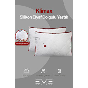 4 Adet Klimax Bordo Serisi Kılıflı Fermuarlı Klimali Antialerjik Silikon Nano Elyaf Yastık 50x70cm