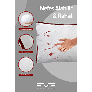 4 Adet Klimax Bordo Serisi Kılıflı Fermuarlı Klimali Antialerjik Silikon Nano Elyaf Yastık 50x70cm