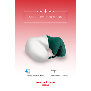 Moda Home Bedding 2 Adet Visco Ortopedik Seyahat Yastığı-visco Yastık,çıkarılabilir Kılıf, Lüks Seyahat Yastığı Yeşil