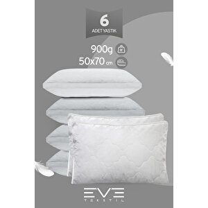 6 Adet Klimax Beyaz Serisi Kılıflı Fermuarlı Klimali Antialerjik Silikon Nano Elyaf Yastık 50x70cm