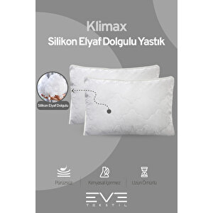 6 Adet Klimax Beyaz Serisi Kılıflı Fermuarlı Klimali Antialerjik Silikon Nano Elyaf Yastık 50x70cm