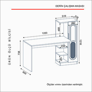 Deri̇n Çalişma Masasi Tamami Mdf, Antrasit Antrasit