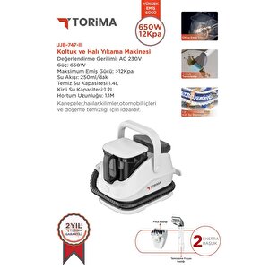 Torima Jjb-747 Koltuk Ve Halı Yıkama Makinesi + Cb-08c Çok Fonksiyonlu Buharlı Temizleyici