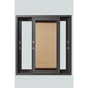 Plisel Perde Sütlü Kahve - Cam Balkon & Pimapen - Antibakteriyel Ve Toz Tutmaz Kumaş 100x120 cm