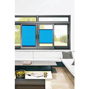 Plisel Perde Mavi - Cam Balkon & Pimapen - Antibakteriyel Ve Toz Tutmaz Kumaş 80x110 cm
