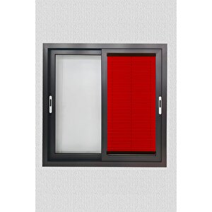 Plisel Perde Kırmızı - Cam Balkon & Pimapen - Antibakteriyel Ve Toz Tutmaz Kumaş 50x160 cm