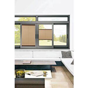 Plisel Perde Sütlü Kahve - Cam Balkon & Pimapen - Antibakteriyel Ve Toz Tutmaz Kumaş 60x200 cm