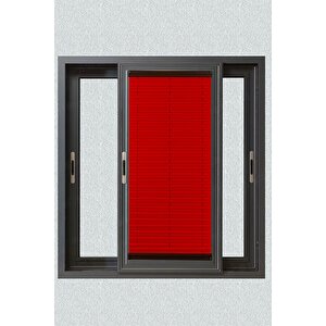 Plisel Perde Kırmızı - Cam Balkon & Pimapen - Antibakteriyel Ve Toz Tutmaz Kumaş 80x200 cm