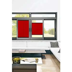 Plisel Perde Kırmızı - Cam Balkon & Pimapen - Antibakteriyel Ve Toz Tutmaz Kumaş 80x200 cm