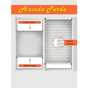 Plisel Perde Beyaz - Cam Balkon & Pimapen - Antibakteriyel Ve Toz Tutmaz Kumaş 60x100 cm