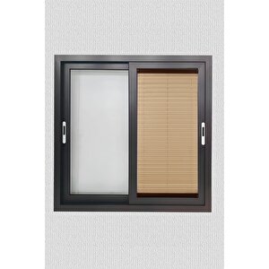 Plisel Perde Sütlü Kahve - Cam Balkon & Pimapen - Antibakteriyel Ve Toz Tutmaz Kumaş 60x190 cm