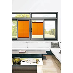 Plisel Perde Turuncu - Cam Balkon & Pimapen - Antibakteriyel Ve Toz Tutmaz Kumaş 90x90 cm