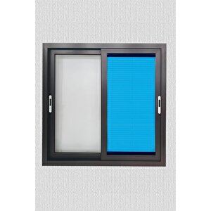 Plisel Perde Mavi - Cam Balkon & Pimapen - Antibakteriyel Ve Toz Tutmaz Kumaş 70x160 cm