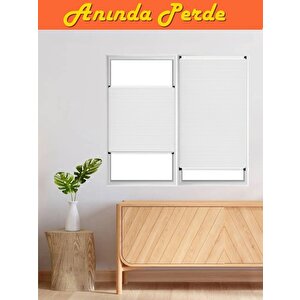 Plisel Perde Beyaz - Cam Balkon & Pimapen - Antibakteriyel Ve Toz Tutmaz Kumaş 90x150 cm