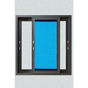 Plisel Perde Mavi - Cam Balkon & Pimapen - Antibakteriyel Ve Toz Tutmaz Kumaş 60x140 cm