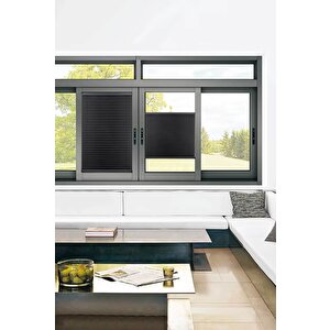 Plisel Perde Siyah - Cam Balkon & Pimapen - Antibakteriyel Ve Toz Tutmaz Kumaş 80x180 cm