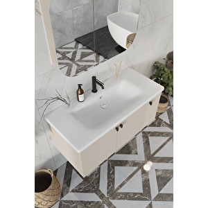 Nergis 100 Cm %100 Mdf Lavabolu Banyo Dolabı + Ayna