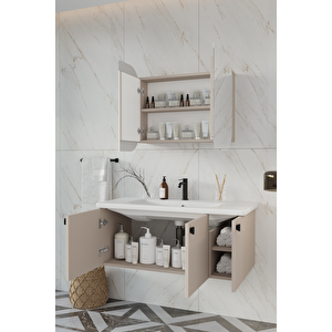 Nergis 100 Cm %100 Mdf Lavabolu Banyo Dolabı + Ayna