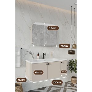 Nergis 100 Cm %100 Mdf Lavabolu Banyo Dolabı + Ayna