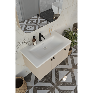 Nergis 80 Cm %100 Mdf Lavabolu Banyo Dolabı + Ayna
