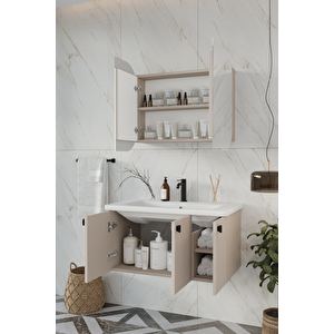 Nergis 80 Cm %100 Mdf Lavabolu Banyo Dolabı + Ayna